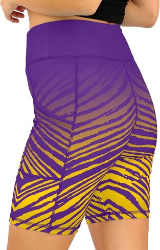 Zubaz NFL Women's 7" High Waist Powermesh Bike Shorts with Pockets in Multiple Styles (Small - 3XL) in Saudi Arabia