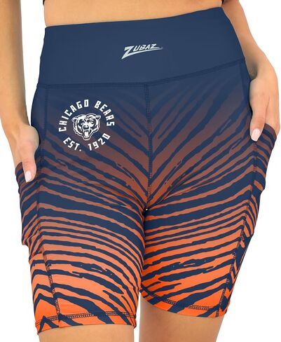Zubaz NFL Women's 7" High Waist Powermesh Bike Shorts with Pockets in Multiple Styles (Small - 3XL) in Saudi Arabia
