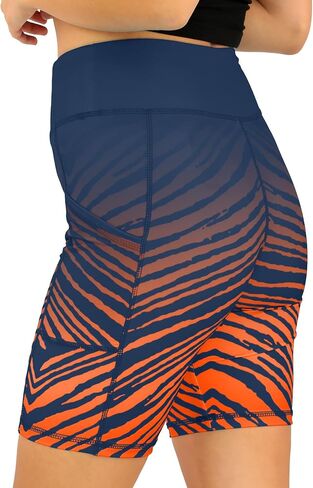 Zubaz NFL Women's 7" High Waist Powermesh Bike Shorts with Pockets in Multiple Styles (Small - 3XL) in Saudi Arabia
