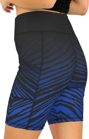 Zubaz NFL Women's 7" High Waist Powermesh Bike Shorts with Pockets in Multiple Styles (Small - 3XL) in Saudi Arabia