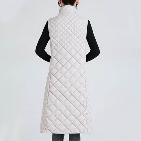 Long Puffer Vest Women Sleeveless Hooded Quilted Vests Puffy Warm Zip Up Jackets Winter Padded Coats Outerwear in Saudi Arabia
