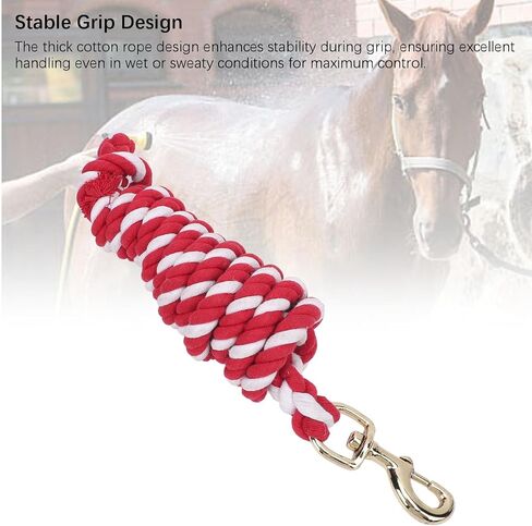 Pilipane Horse Cotton Braided Leading Rope Soft Durable Secure Hardware for Training Horses and Livestock Premium Cotton Material in Saudi Arabia