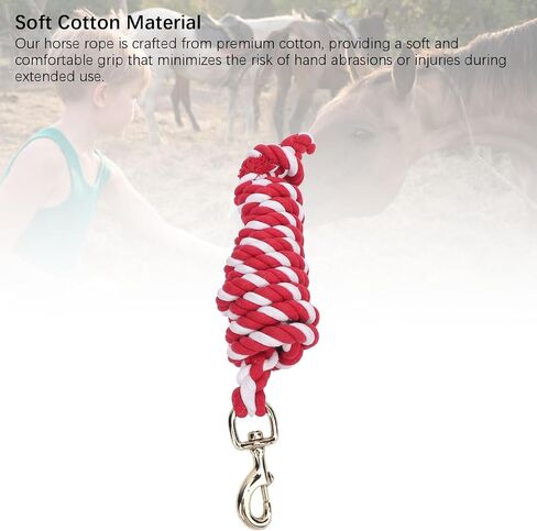 Pilipane Horse Cotton Braided Leading Rope Soft Durable Secure Hardware for Training Horses and Livestock Premium Cotton Material in Saudi Arabia