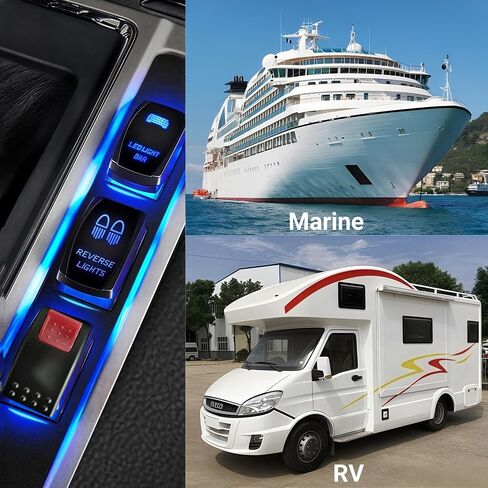 مفتاح Carling Rocker مع قفل أمان، DC 12V 20A/24V 10A قفل مفتاح الروك 5 دبوس SPST تشغيل/إيقاف، مفتاح تبديل أمان شديد التحمل مقاوم للماء للقوارب والسيارات والشاحنات RV Campervan Bus (أسود + أحمر) in Saudi Arabia