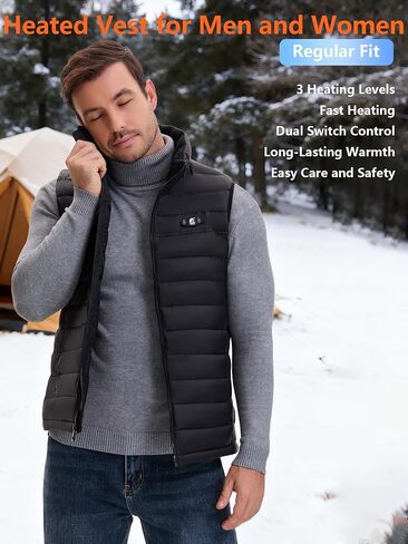 Heated Vest for Men,8 Heating Zones, Winter Outerwear Clothes Heated Jackets for Men and Women with Battery Pack in Saudi Arabia