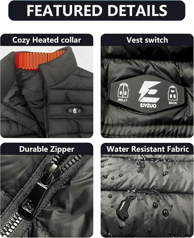 Heated Vest for Men,8 Heating Zones, Winter Outerwear Clothes Heated Jackets for Men and Women with Battery Pack in Saudi Arabia