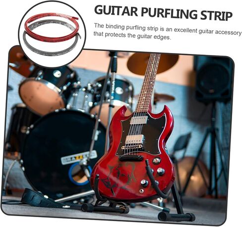 2pcs Guitar Binding Purfling Strip for Ukulele and Acoustic Guitar Edge Protection Decorative Trim Black and Red Shell Inlay Accessories in Saudi Arabia