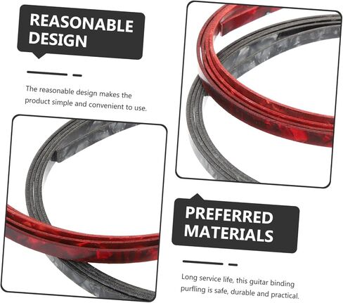 2pcs Guitar Binding Purfling Strip for Ukulele and Acoustic Guitar Edge Protection Decorative Trim Black and Red Shell Inlay Accessories in Saudi Arabia