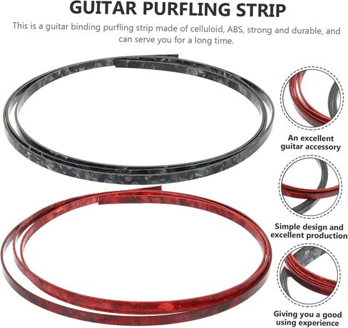 2pcs Guitar Binding Purfling Strip for Ukulele and Acoustic Guitar Edge Protection Decorative Trim Black and Red Shell Inlay Accessories in Saudi Arabia