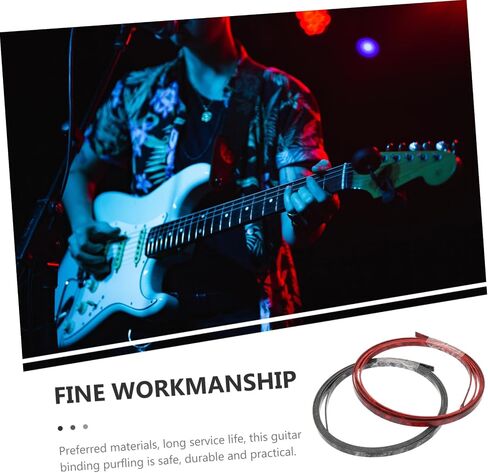 2pcs Guitar Binding Purfling Strip for Ukulele and Acoustic Guitar Edge Protection Decorative Trim Black and Red Shell Inlay Accessories in Saudi Arabia
