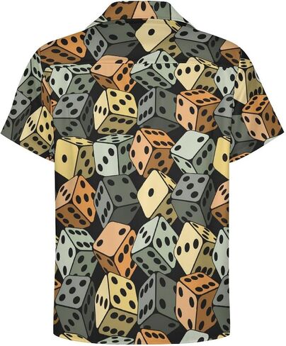 Dice Pattern Men's Short Sleeve Shirt Casual Button Down Hawaiian Shirts Summer Cuba Beach Tops in Saudi Arabia