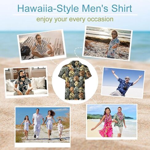 Dice Pattern Men's Short Sleeve Shirt Casual Button Down Hawaiian Shirts Summer Cuba Beach Tops in Saudi Arabia