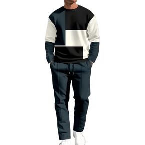 Men's round neck sports shirt pants two-piece set, casual thick printed hooded sweatshirt jogging pants set in Saudi Arabia