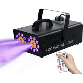 ماكينة الضباب ذات الرأس المزدوج IMONE 1500 واط | آلة دخان مستمرة عالية الإخراج مع 18 مصباح LED RGB وجهاز تحكم عن بعد لاسلكي | مثالي للحفلات، ودي جي، والهالوين، والمسرح، والمناسبات الداخلية والخارجية in Kuwait