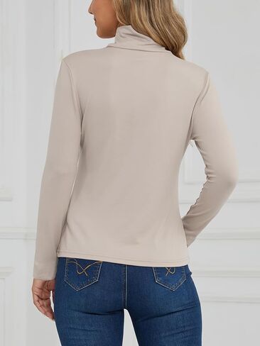 VENTELAN Women's Long Sleeve Turtleneck Shirts Fall Winter Lightweight Base Layer Solid Slim Fit Comfy Thermal Underwear Tops in Saudi Arabia