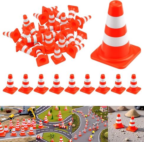 30 Pcs Mini Traffic Cones 0.94"x0.43" Small Orange Plastic Cones Mini Construction Cones for Kids Educational Toys Sports Training Micro Landscape in Kuwait