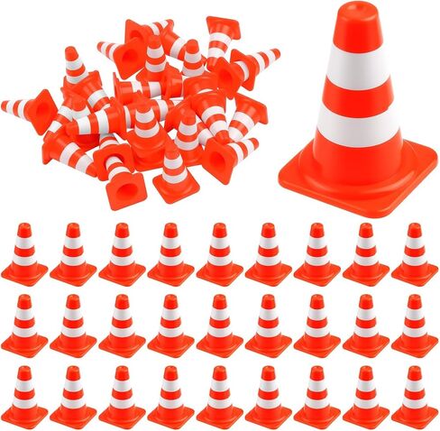 30 Pcs Mini Traffic Cones 0.94"x0.43" Small Orange Plastic Cones Mini Construction Cones for Kids Educational Toys Sports Training Micro Landscape in Kuwait