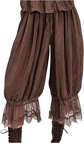 البنطلونات للنساء الدانتيل تقليم البنطلون السراويل مرونة بوهو Pantaloons مريح النوم بنطلون طويل وواسع السراويل واسعة الساق المحاصيل in Saudi Arabia