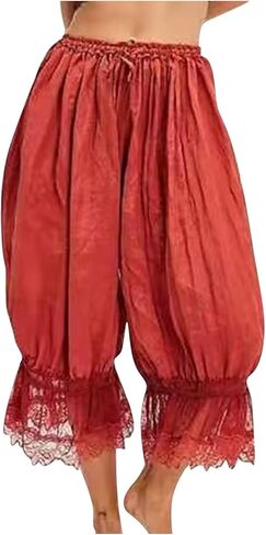 البنطلونات للنساء الدانتيل تقليم البنطلون السراويل مرونة بوهو Pantaloons مريح النوم بنطلون طويل وواسع السراويل واسعة الساق المحاصيل in Kuwait