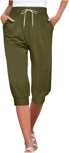 Capri Sweatpants for Women High Waisted Jogger Pants Elastic Hiking Pants Loose Fit Workout Pants Lounge Trousers in Saudi Arabia