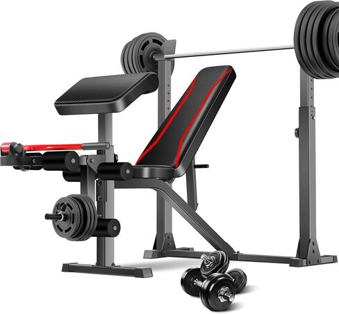 Aceshin Olympic Weight Bench, 900 LBS Adjustable Weight Bench and Squat Rack, Bench Press Set with Leg Extension, Preacher Curl Pad, Workout Bench for Home Gym in Saudi Arabia