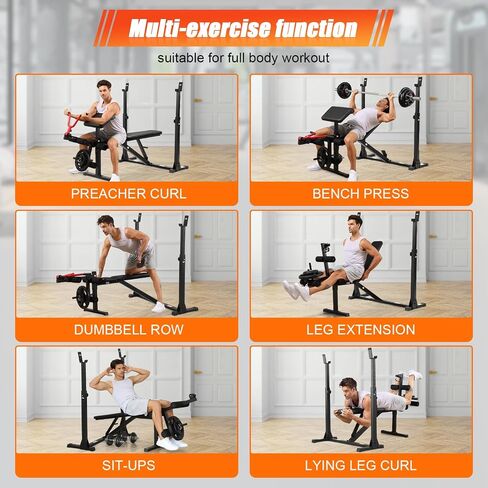 Aceshin Olympic Weight Bench, 900 LBS Adjustable Weight Bench and Squat Rack, Bench Press Set with Leg Extension, Preacher Curl Pad, Workout Bench for Home Gym in Saudi Arabia