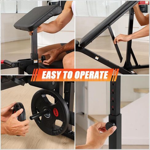Aceshin Olympic Weight Bench, 900 LBS Adjustable Weight Bench and Squat Rack, Bench Press Set with Leg Extension, Preacher Curl Pad, Workout Bench for Home Gym in Saudi Arabia