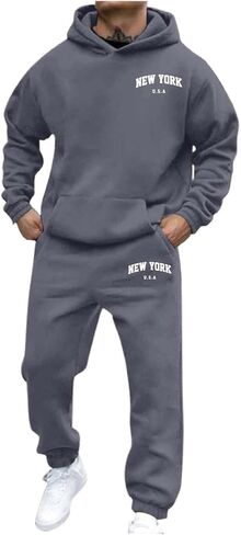 JiXiang Mens Track Suits 2 Piece Set Letter Print Hoodie and Sweatpants Sweatsuits Casual Jogging Gym Athletic Sweat Suits in Saudi Arabia