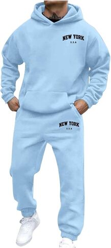 JiXiang Mens Track Suits 2 Piece Set Letter Print Hoodie and Sweatpants Sweatsuits Casual Jogging Gym Athletic Sweat Suits in Saudi Arabia
