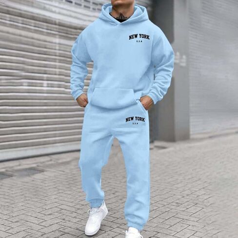 JiXiang Mens Track Suits 2 Piece Set Letter Print Hoodie and Sweatpants Sweatsuits Casual Jogging Gym Athletic Sweat Suits in Saudi Arabia