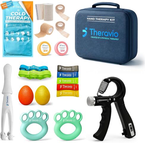 Hand Therapy Equipment for Rehabilitation and Recovery – Hand Therapy Kit with Grip Strength Trainer, Finger Strengthener & Exercise Balls for Arthritis, Carpal Tunnel and Physical Therapy by Theravio in Saudi Arabia