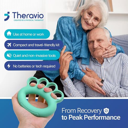 Hand Therapy Equipment for Rehabilitation and Recovery – Hand Therapy Kit with Grip Strength Trainer, Finger Strengthener & Exercise Balls for Arthritis, Carpal Tunnel and Physical Therapy by Theravio in Saudi Arabia