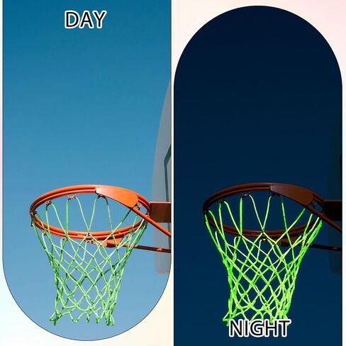 شبكة كرة السلة الليلية، شبكة كرة السلة الخارجية، شبكة كرات السلة المضيئة، 12 حلقة، شبكة نايلون رياضية محمولة لجميع الأحوال الجوية ومضادة للسوط in Kuwait