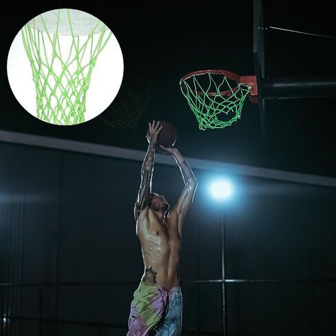 شبكة كرة السلة الليلية، شبكة كرة السلة الخارجية، شبكة كرات السلة المضيئة، 12 حلقة، شبكة نايلون رياضية محمولة لجميع الأحوال الجوية ومضادة للسوط in Kuwait