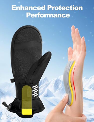 KUTOOK Winter Ski Mittens Men & Women Touchscreen Snow Mitts 3M Thinsulate Cold Weather Waterproof Gloves for Snowboarding Skiing Mountaineering in Saudi Arabia