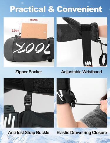KUTOOK Winter Ski Mittens Men & Women Touchscreen Snow Mitts 3M Thinsulate Cold Weather Waterproof Gloves for Snowboarding Skiing Mountaineering in Saudi Arabia