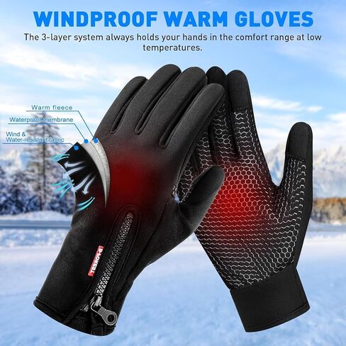 Winter Gloves, Thermal Touch Screen Windproof Gloves, All-Day Warmth, Windproof Waterproof for Running Cycling Driving Hiking for Men Women (L) in Kuwait