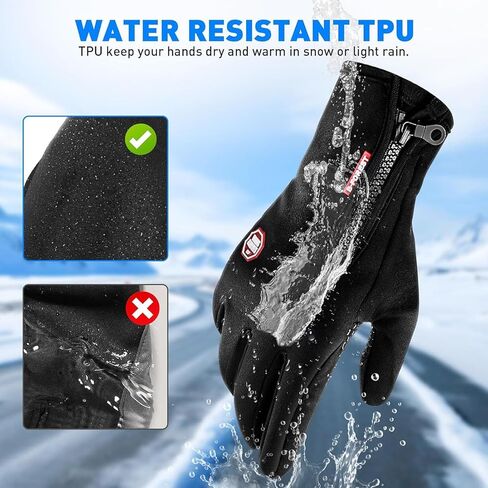 Winter Gloves, Thermal Touch Screen Windproof Gloves, All-Day Warmth, Windproof Waterproof for Running Cycling Driving Hiking for Men Women (L) in Kuwait