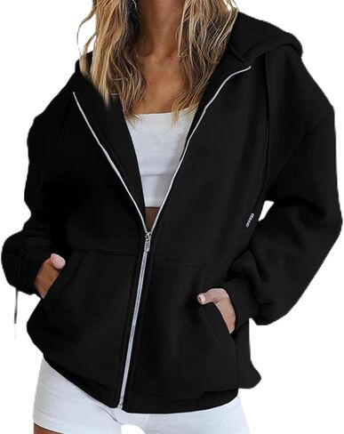 Bocianelli Womens Zip Up Hoodies Satin lined Hoodies Oversized Sweatshirts Fall Sweaters Casual Y2K Jackets Clothes in Saudi Arabia
