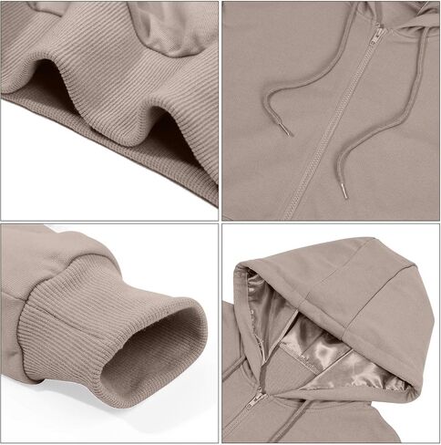 Bocianelli Womens Zip Up Hoodies Satin lined Hoodies Oversized Sweatshirts Fall Sweaters Casual Y2K Jackets Clothes in Saudi Arabia