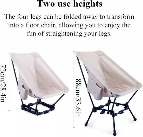 Portable Camping Chair Lightweight Moon Chair Camping Chairs for Adults Compact Foldable with Extra Wide Seats & Carry Bag Essentials Mens Fishing Gifts(Off-White,1 Pack) in Saudi Arabia