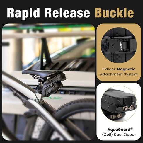 Lumiere & Co. Fidlock Magnetic Clip Attachment Bike Saddle Bag – 7″ × 3″ × 3″ | Double Compartment, Adjustable | Magnetic Black V Buckle Attachment System | Mach X (Black) in Saudi Arabia