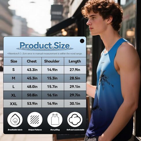 Men's Loose Sleeveless Running Tank Tops Graphic Palm Tree Vacation Muscle Vest for Summer and Beach in Saudi Arabia
