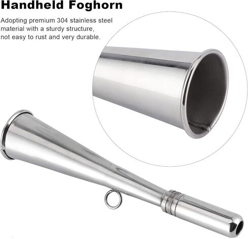 Boat Foghorn, Handheld Fog Horn, Stainless Steel Removable Mouthpiece Whistle, Compact Emergency Backup for Small Yachts, Boats in Saudi Arabia
