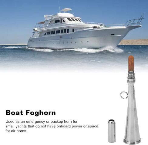 Boat Foghorn, Handheld Fog Horn, Stainless Steel Removable Mouthpiece Whistle, Compact Emergency Backup for Small Yachts, Boats in Saudi Arabia