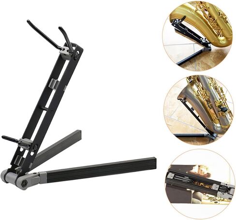 Zerodeko Foldable Metal Saxophone Stand Portable Non-skid Alto Tenor Sax Holder Stable Bracket for Home and Stage Use Easy to Carry and Store in Saudi Arabia