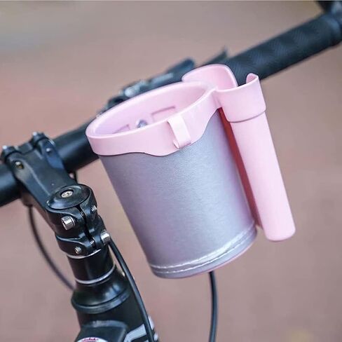 Bike Cup Holder & Phone Mount – 3-in-1 Waterproof Handlebar Drink Holder with Cell Phone Keys for Scooter, Bicycle – Fits Water Bottles, Cell Phones, Keys(Color:Pink and Grey) in Kuwait