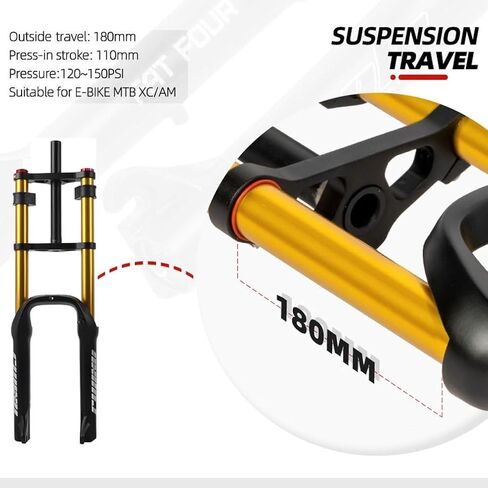 20 Inch Bike Suspension Fork 4.0 Tire Fat Fork Straight Double Shoulder Air Fork Travel 110mm QR 135mm Disc Brake Front Fork Rebound Adjustable in Saudi Arabia