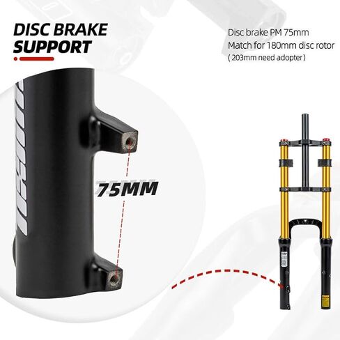 20 Inch Bike Suspension Fork 4.0 Tire Fat Fork Straight Double Shoulder Air Fork Travel 110mm QR 135mm Disc Brake Front Fork Rebound Adjustable in Saudi Arabia