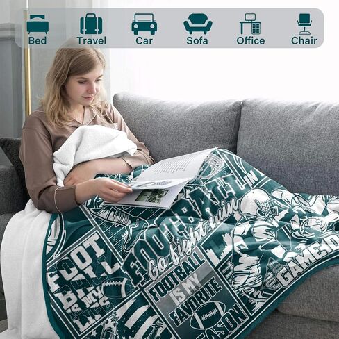 Football Gifts for Men Women, Football Throw Blanket for Fans, Sports Team Color Blanket for Christmas and Birthdays 60" x 50" in Saudi Arabia